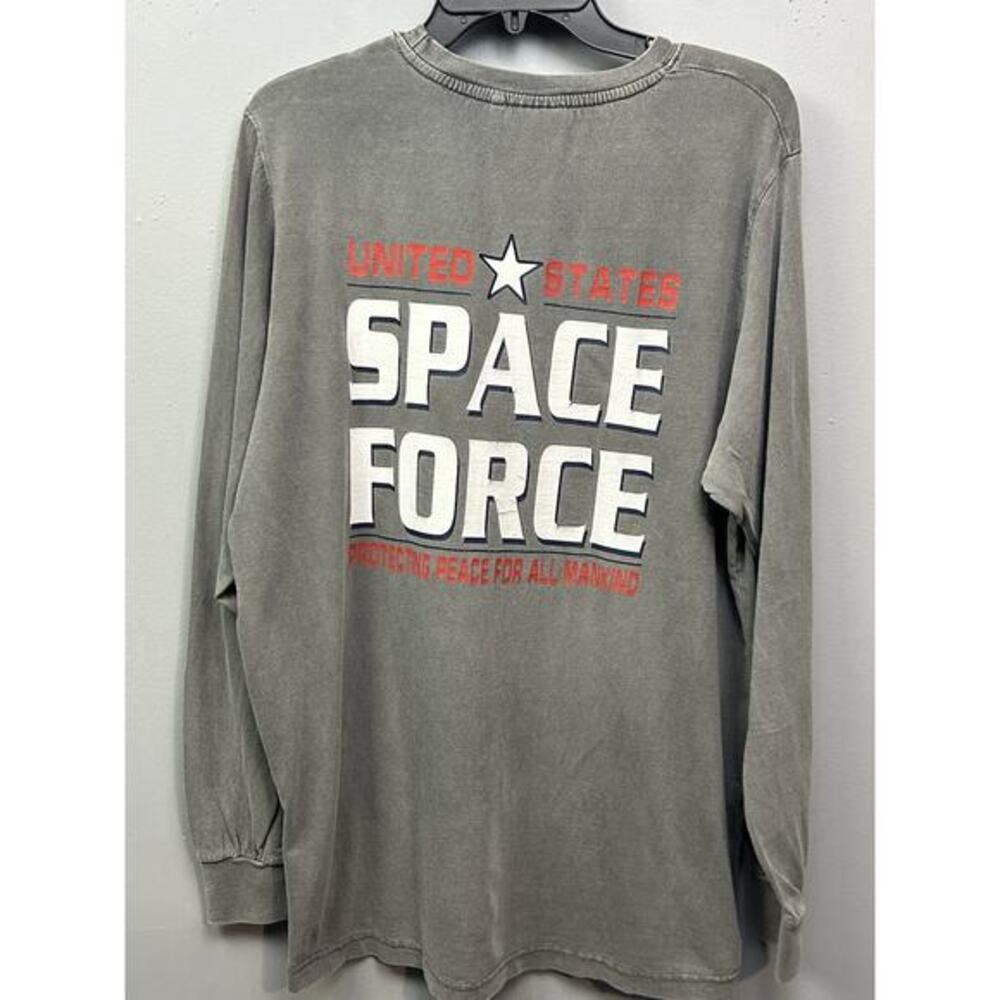 United States Space Force Long‎ Sleeve Mens Large Shirt Gray Alvins Island